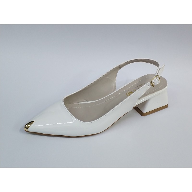 Vespero rugan kısa topuk gold detaylı kadın ayakkabı beyaz