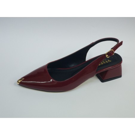 Vespero rugan kısa topuk gold detaylı kadın ayakkabı bordo