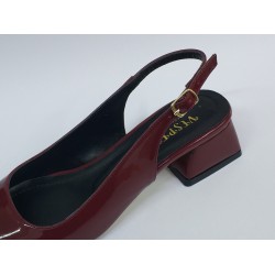 Vespero rugan kısa topuk gold detaylı kadın ayakkabı bordo