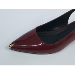 Vespero rugan kısa topuk gold detaylı kadın ayakkabı bordo