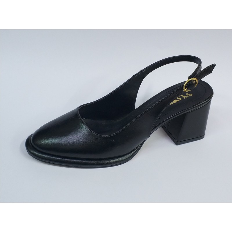 Vespero kalın topuk arkası açık kadın ayakkabı siyah