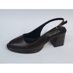 Vespero kalın topuk arkası açık kadın ayakkabı kahverengi