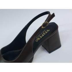 Vespero kalın topuk arkası açık kadın ayakkabı kahverengi