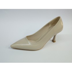 Bono rugan sade topuklu kadın ayakkabı krem