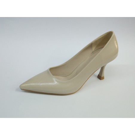 Bono rugan sade topuklu kadın ayakkabı krem