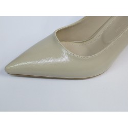 Bono rugan sade topuklu kadın ayakkabı krem