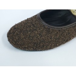 Elvan düğme kemer detaylı kadın babet ayakkabı kahverengi