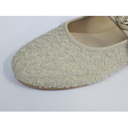 Elvan düğme kemer detaylı kadın babet ayakkabı krem