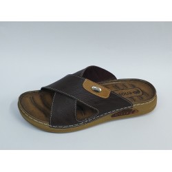 Enova Ortopedik çapraz erkek terlik kahverengi