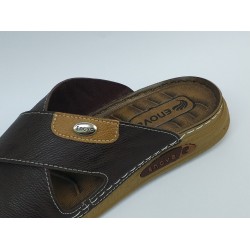 Enova Ortopedik çapraz erkek terlik kahverengi