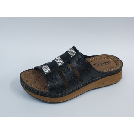 Apella Ortopedik taş detaylı kadın terlik siyah