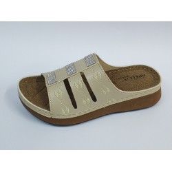 Apella Ortopedik taş detaylı kadın terlik krem