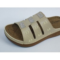 Apella Ortopedik taş detaylı kadın terlik krem