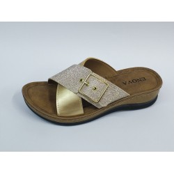 Enova Ortopedik çapraz tokalı kadın terlik gold