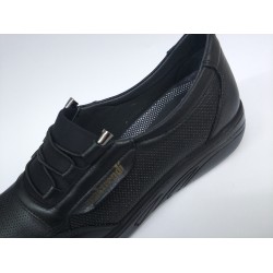 Ayak trendi deri Ortopedik anne ayakkabı lastik Bağcık detaylı siyah