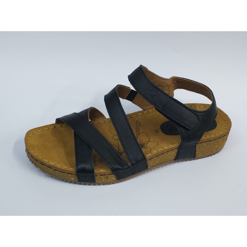 Muya Ortopedik deri cırtlı kadın sandalet siyah