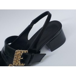 Paris çift tokalı arkası açık kadın ayakkabı siyah