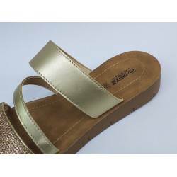 Muya Ortopedik taş bantlı kadın terlik gold