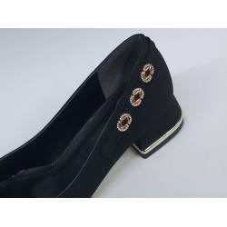 Nehir Ortopedik yanları taş detaylı kadın ayakkabı siyah