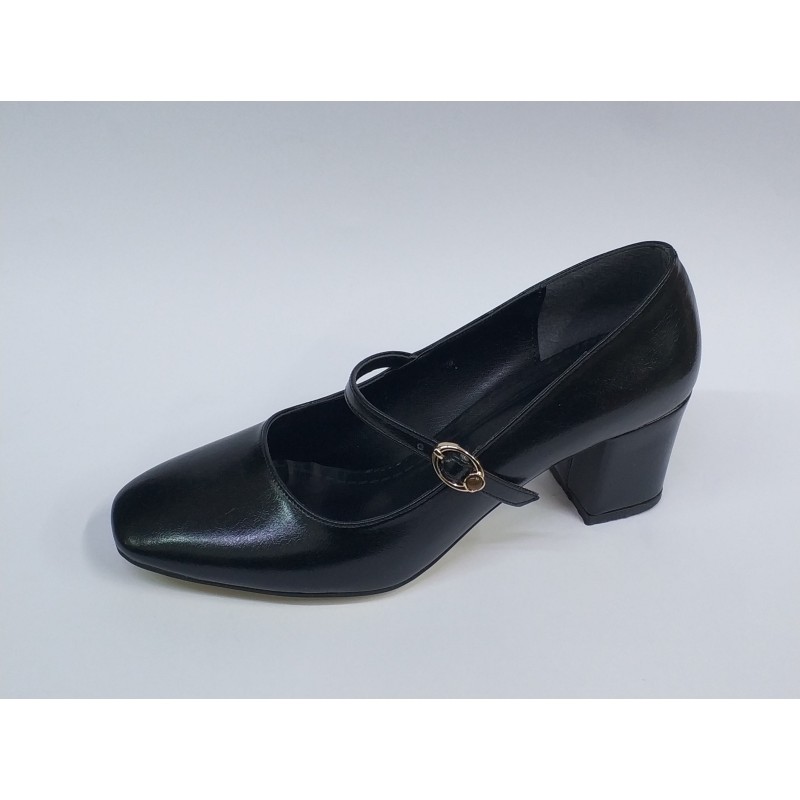 Nehir Ortopedik toka kemer detaylı kadın topuklu ayakkabı siyah