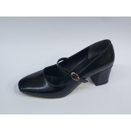 Nehir Ortopedik toka kemer detaylı kadın topuklu ayakkabı siyah