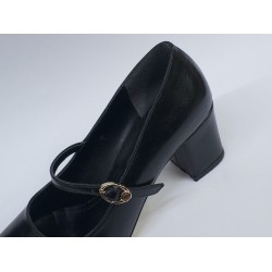 Nehir Ortopedik toka kemer detaylı kadın topuklu ayakkabı siyah