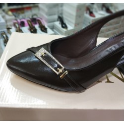 Nehir gold toka detaylı arkası açık kadın topuklu ayakkabı kahverengi