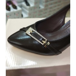 Nehir gold toka detaylı arkası açık kadın topuklu ayakkabı kahverengi