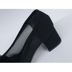 Paris gümüş toka detaylı yanları şeffaf kadın topuklu ayakkabı siyah