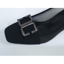 Paris gümüş toka detaylı yanları şeffaf kadın topuklu ayakkabı siyah