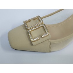 Paris gold toka detaylı yanları şeffaf kadın topuklu ayakkabı krem