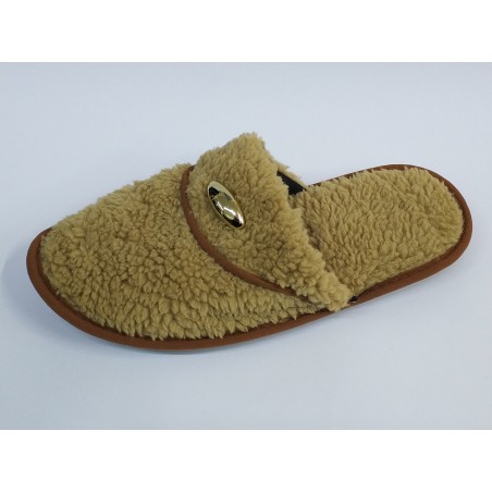 Burnu kapalı yünlü kışlık kadın terlik koyu kemıl