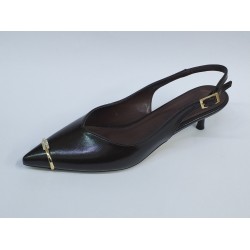 Nehir yüzük detaylı arkası açık Topuklu ayakkabı kahverengi