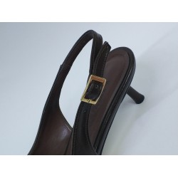 Nehir yüzük detaylı arkası açık Topuklu ayakkabı kahverengi