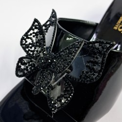 New Collection kelebek detaylı kadın topuklu terlik siyah