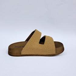 Polen çift tokalı kadın terlik taba