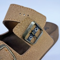 Polen çift tokalı kadın terlik taba