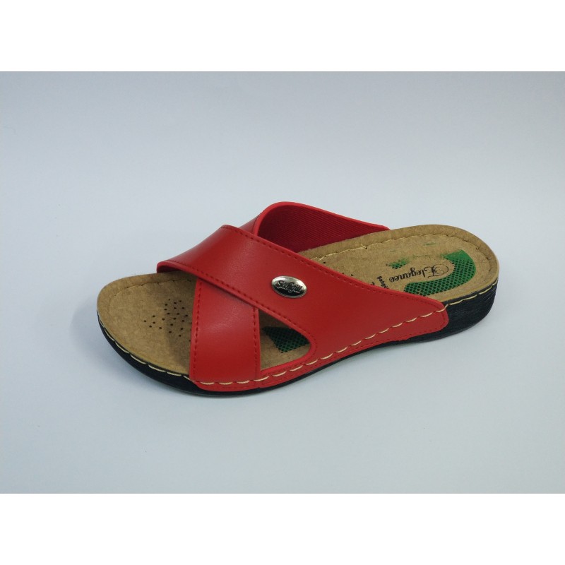 Elegance Ortopedik çapraz kadın terlik kırmızı