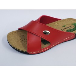 Elegance Ortopedik çapraz kadın terlik kırmızı