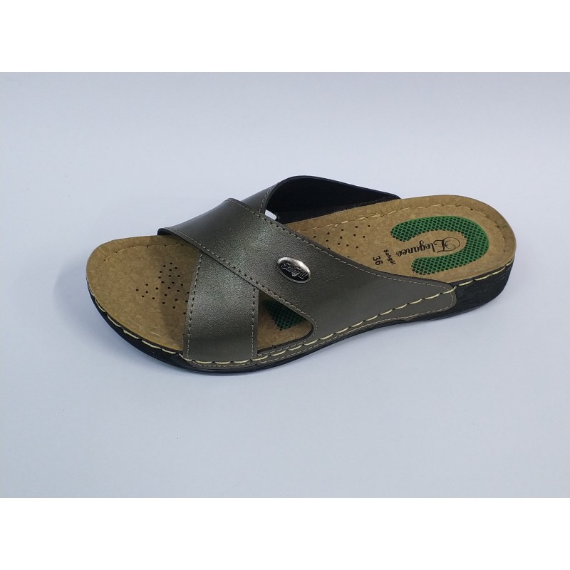 Elegance Ortopedik çapraz kadın terlik antrasit