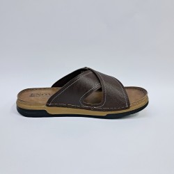 Enova çapraz kemerli erkek terlik kahverengi