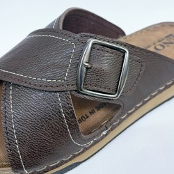 Enova çapraz kemerli erkek terlik kahverengi