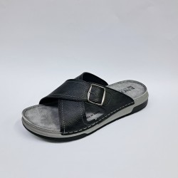 Enova çapraz kemerli erkek terlik siyah