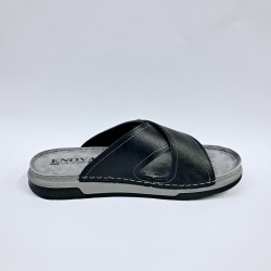 Enova çapraz kemerli erkek terlik siyah