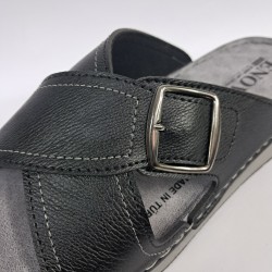 Enova çapraz kemerli erkek terlik siyah