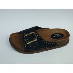 Apella troya Ortopedik tek tokalı kadın terlik siyah