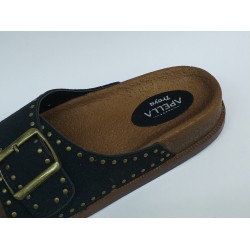 Apella troya Ortopedik tek tokalı kadın terlik siyah