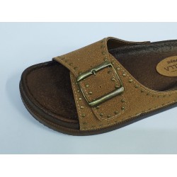 Apella troya Ortopedik tek tokalı kadın terlik taba