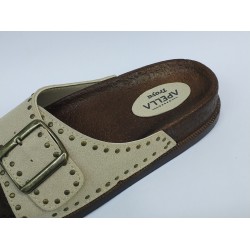 Apella troya Ortopedik tek tokalı kadın terlik krem