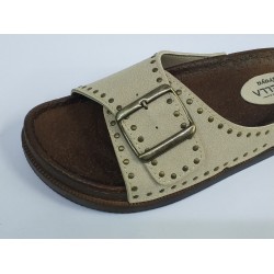 Apella troya Ortopedik tek tokalı kadın terlik krem